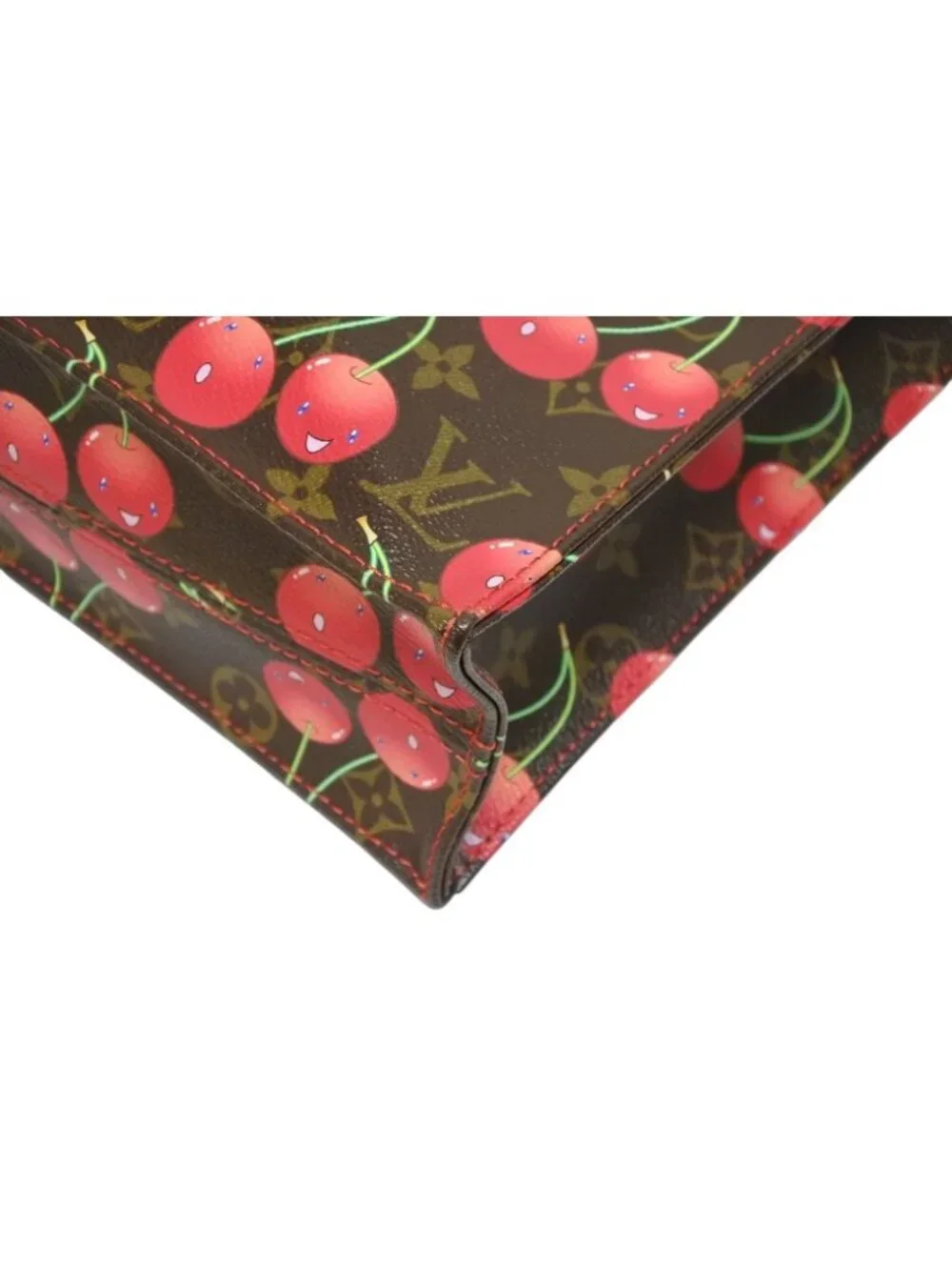 Louis Vuitton Tote Bag Takashi Murakami Sac Plat Monogram Cherry Brown